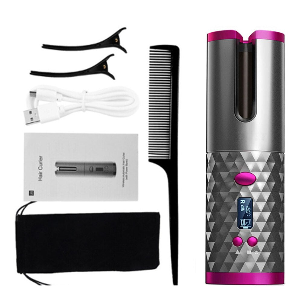 Draadloze automatische krultang met tourmaline keramische barrel – CURLÉA PRO - Glamorix