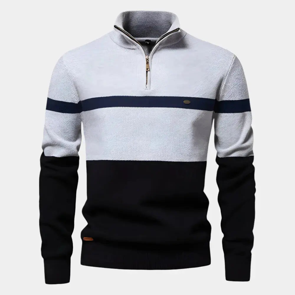 Herenpullover met colorblock en kwartrits – TAVIOR - Glamorix