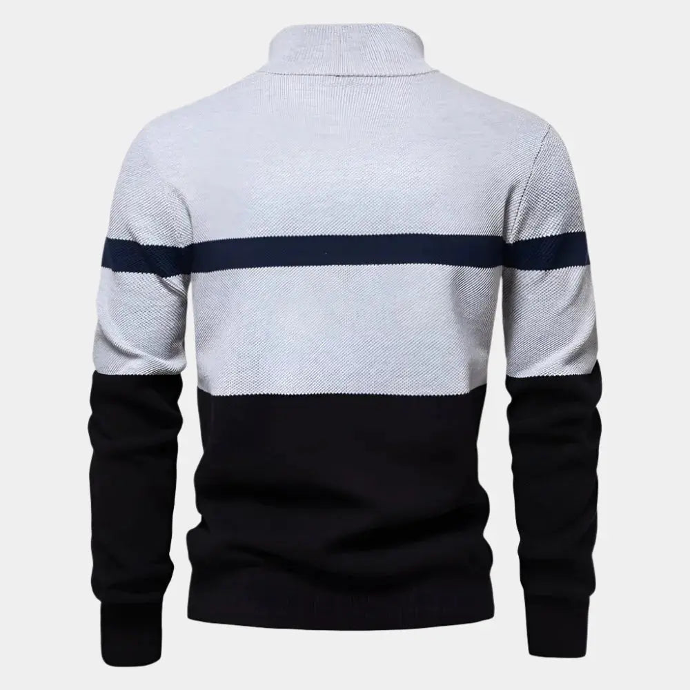 Herenpullover met colorblock en kwartrits – TAVIOR - Glamorix