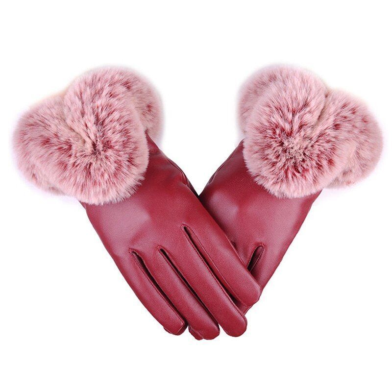 ARABELLA - Luxe leren handschoenen met imitatiebont manchet