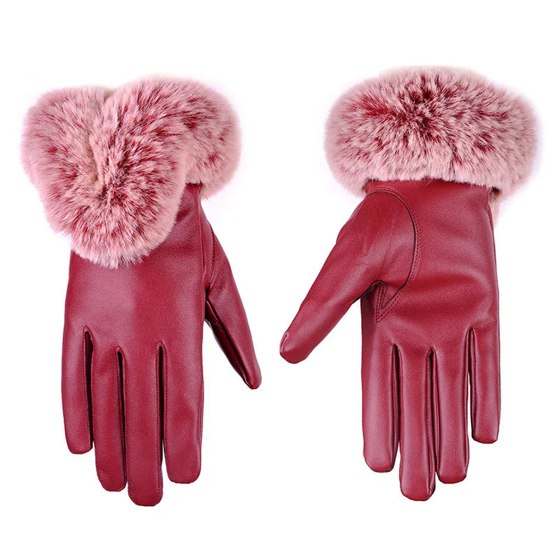 ARABELLA - Luxe leren handschoenen met imitatiebont manchet