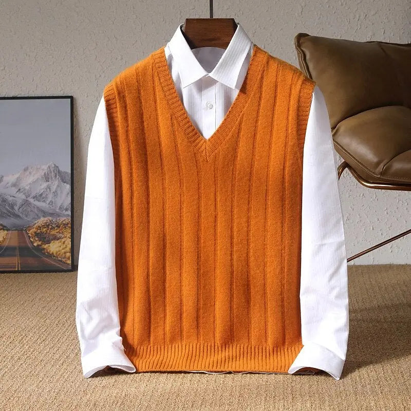 NOAH – Wollen trui-vest met klassieke knoopsluiting voor heren