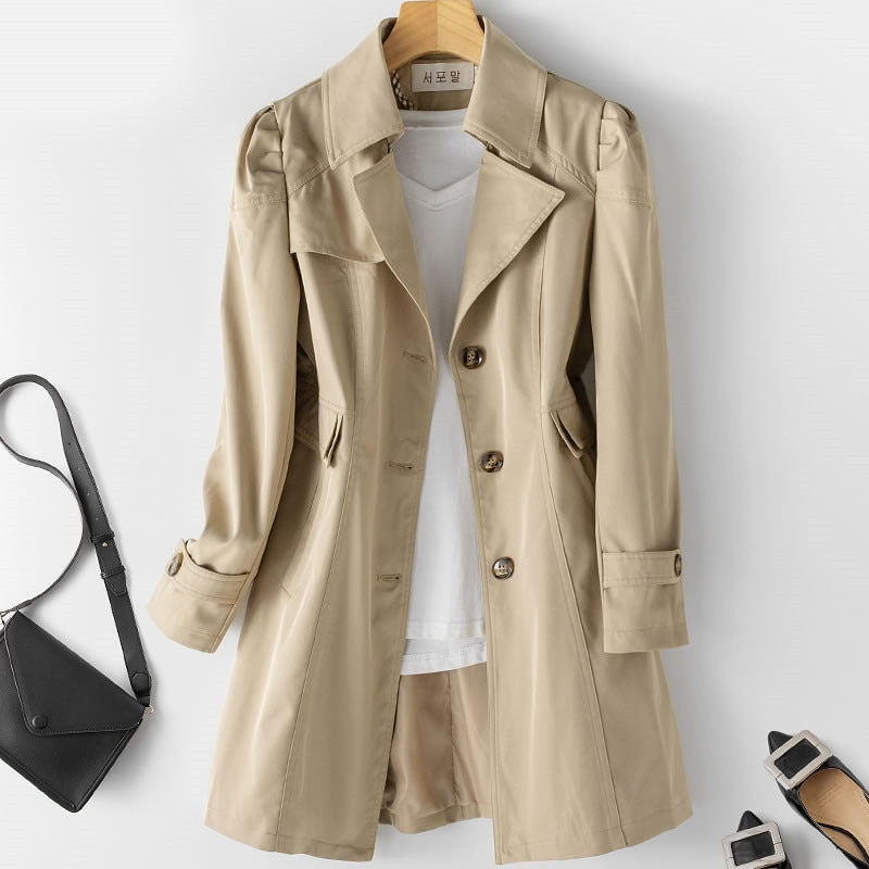 CITYLINE – Enkelknoops Trenchcoat met Gewatteerde Schouders voor Dames