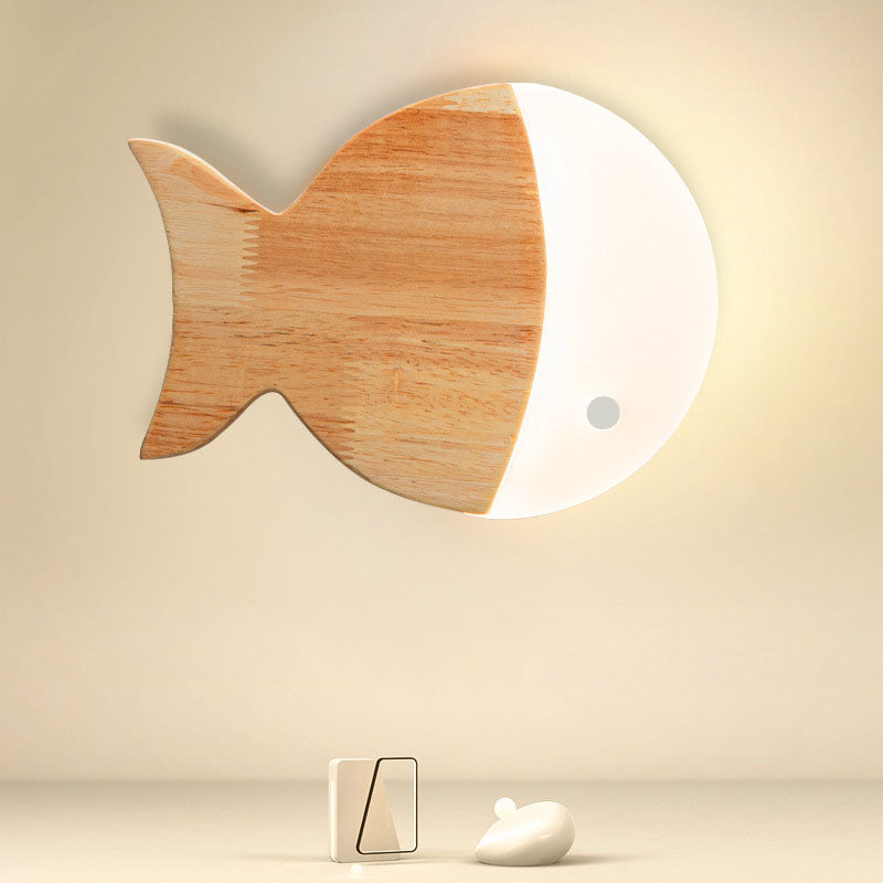 Scandinavische Creatieve Eenvoudige Houten Vis - LED wandlamp voor een sfeervol interieur