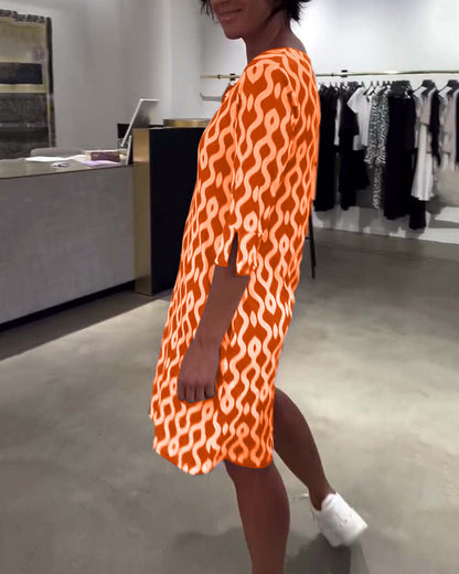 Zomerjurk met grafische print en V-hals voor dames – NOYA GRAPHIC - Glamorix