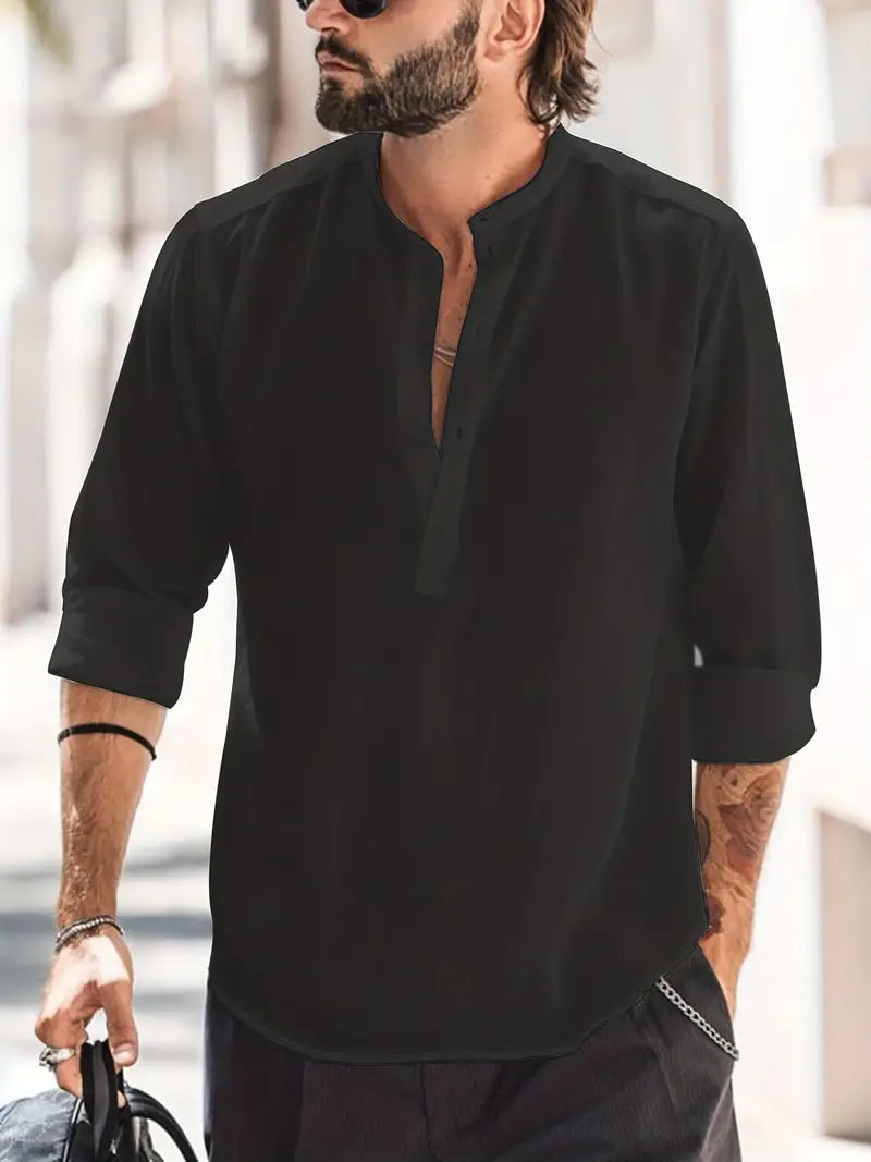 LIAM - Luchtig linnen overhemd met lange mouwen voor mannen