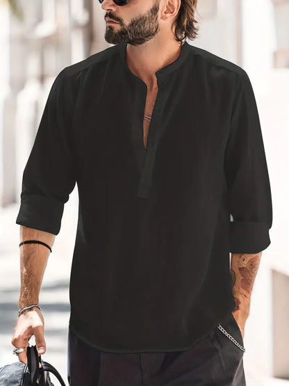 LIAM - Luchtig linnen overhemd met lange mouwen voor mannen