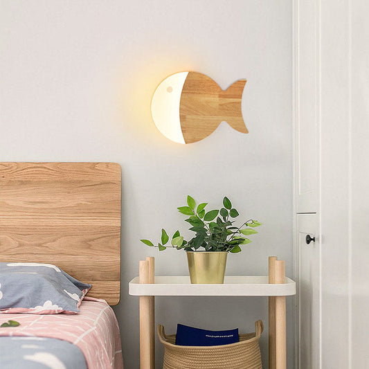 Scandinavische Creatieve Eenvoudige Houten Vis - LED wandlamp voor een sfeervol interieur