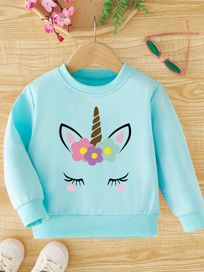 BELLA - Meisjes sweatshirt met eenhoornprint en ronde hals