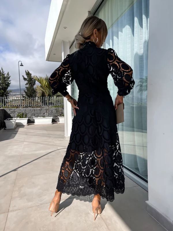 Elegante midi-jurk met kanten details voor dames – ISABELLE
