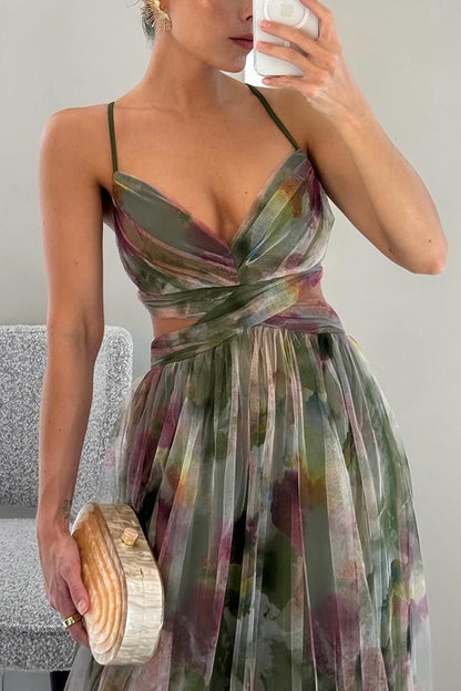 Luchtige maxi-jurk met bloemenprint en elegante details – FLORÉA - Glamorix