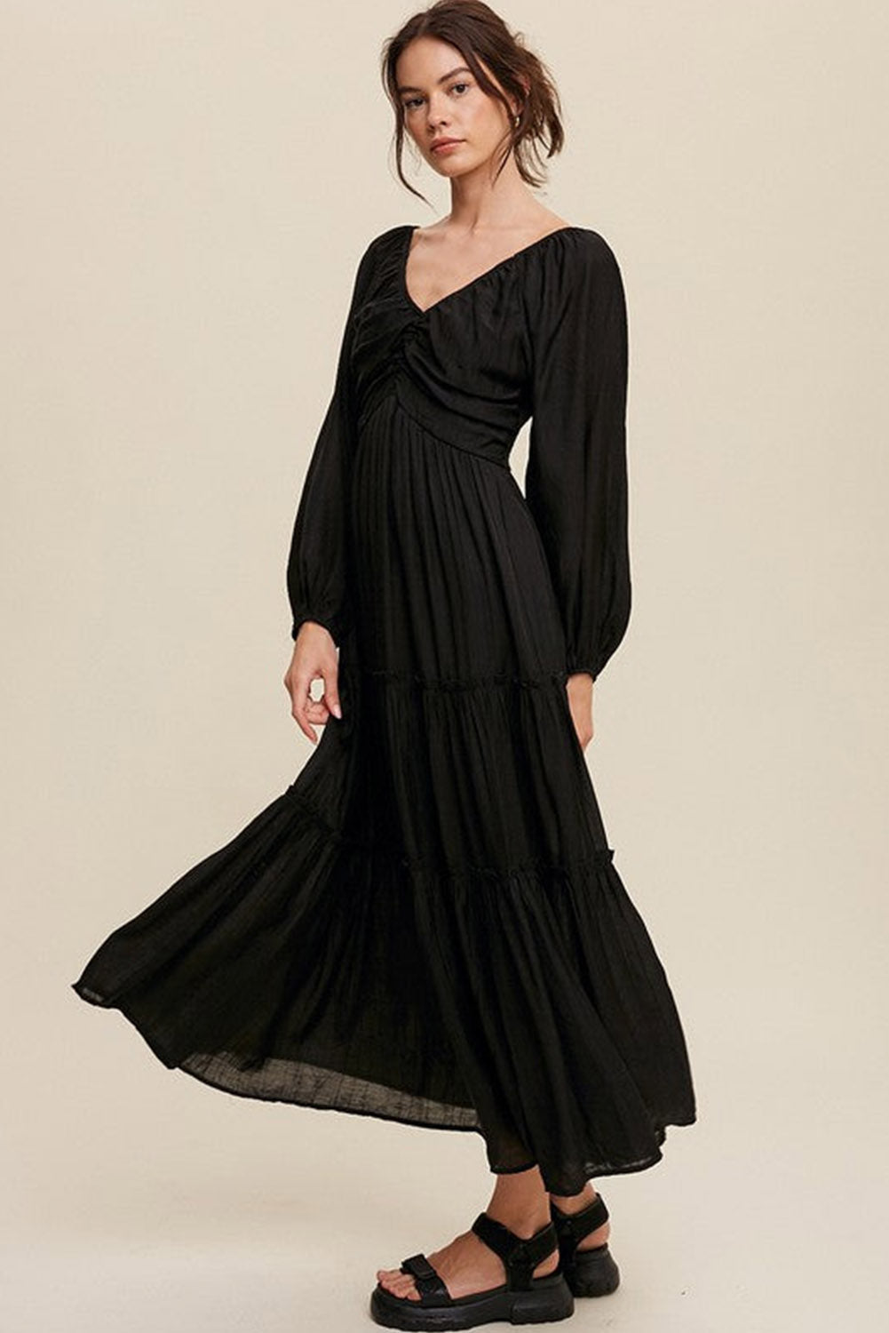 Elegante Maxi Jurk met V Hals en Strikdetail voor Avondgelegenheden – ISABELLA GLAM - Glamorix