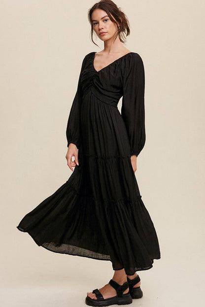 Elegante Maxi Jurk met V Hals en Strikdetail voor Avondgelegenheden – ISABELLA GLAM - Glamorix