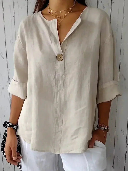 Dames Blouse met Asymmetrische Halslijn en Comfortabele Pasvorm – ZUZANA MODERN - Glamorix