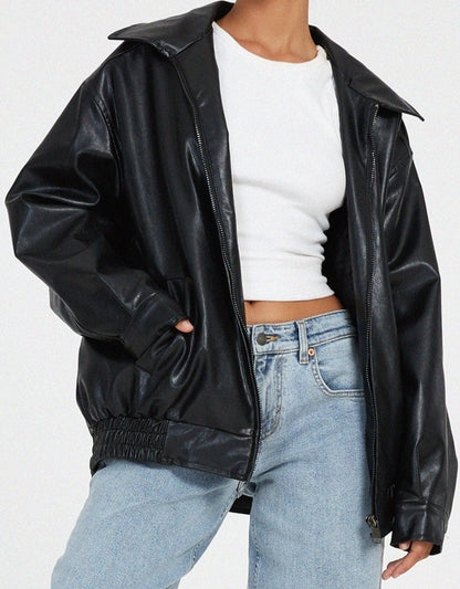 CELINE - Casual oversized leren jack voor vrouwen