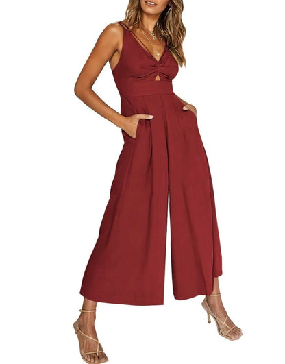 Mouwloze dames jumpsuit met wijde pijpen en elegante snit – SEREIA FLOW - Glamorix