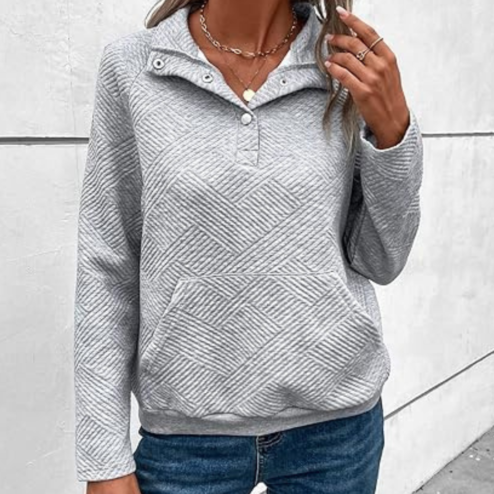 Casual dames sweater met kraag en moderne snit – MAELYS SoftZip - Glamorix