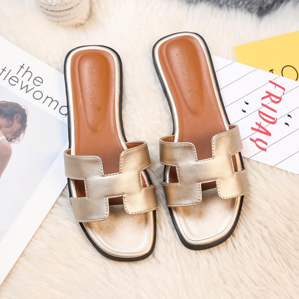 Elegante dames instapsandaal met iconische H-band – HARLIA SLIDE - Glamorix