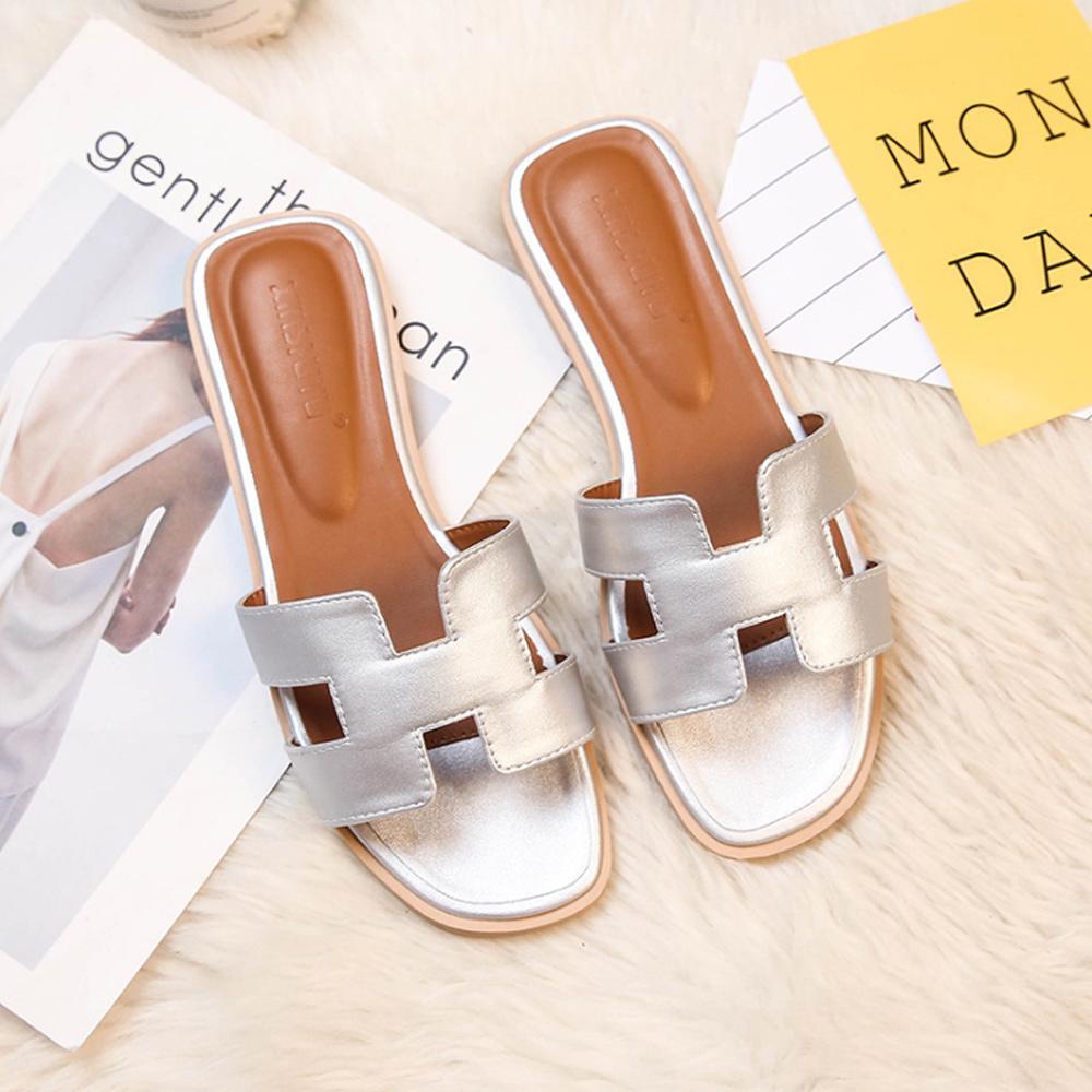Elegante dames instapsandaal met iconische H-band – HARLIA SLIDE - Glamorix