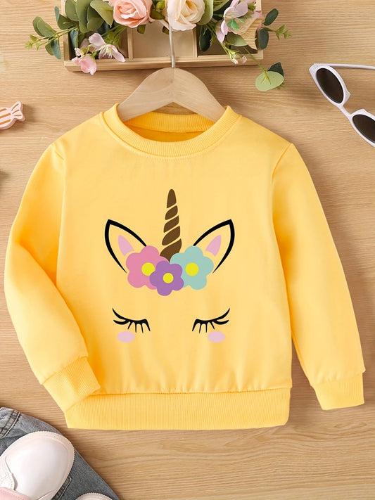 BELLA - Meisjes sweatshirt met eenhoornprint en ronde hals