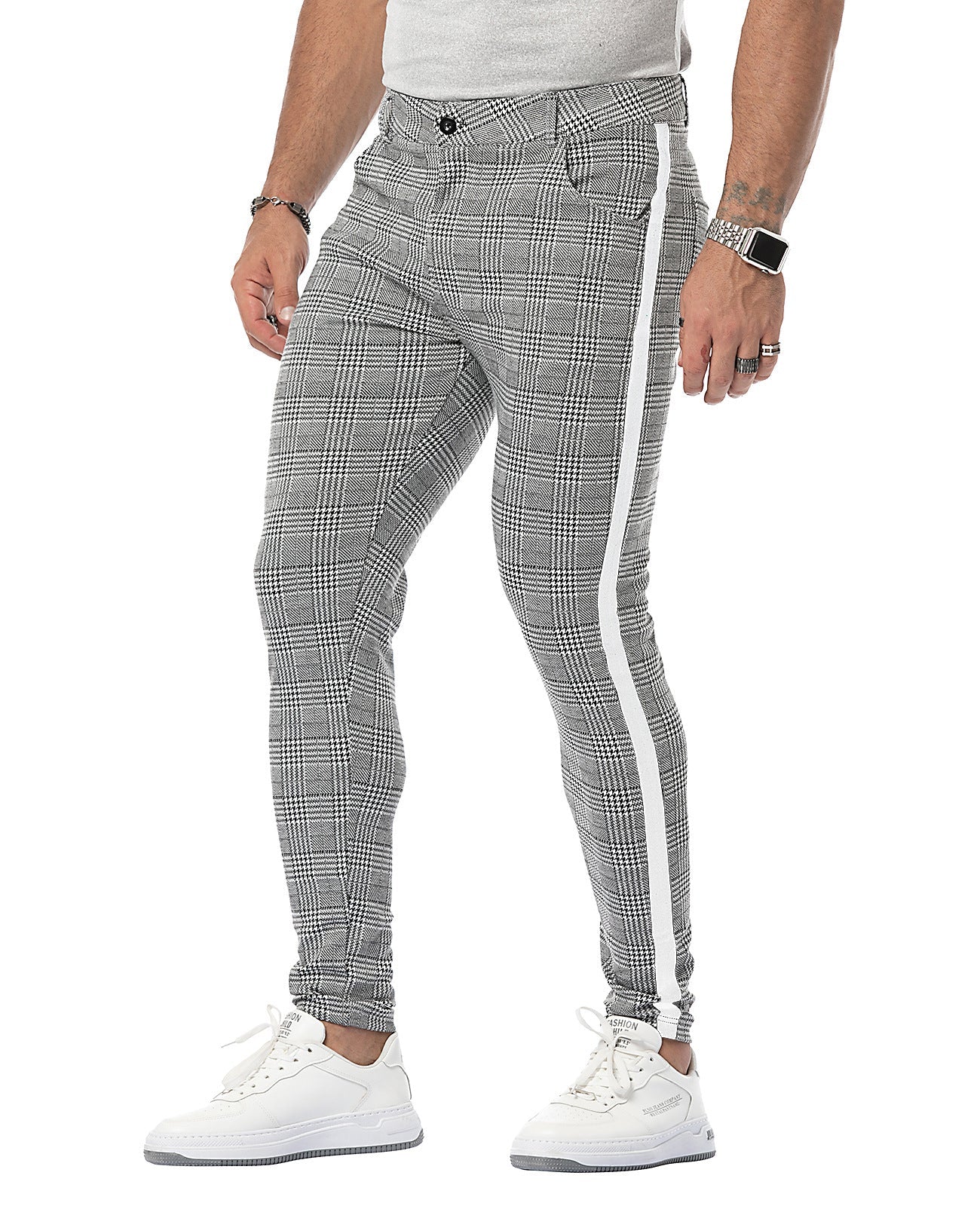 ETHAN - Slim-fit geruite chinos voor heren