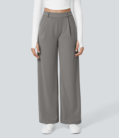 Wijde damesbroek met hoge taille en elegante snit – VelluraWide - Glamorix