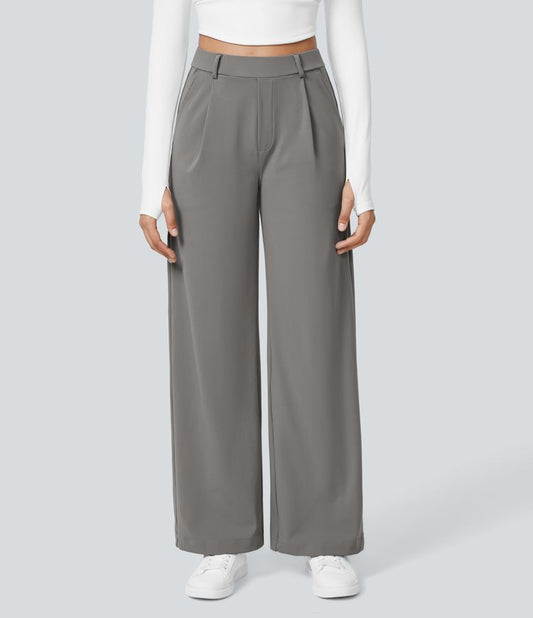 Wijde damesbroek met hoge taille en elegante snit – VelluraWide - Glamorix
