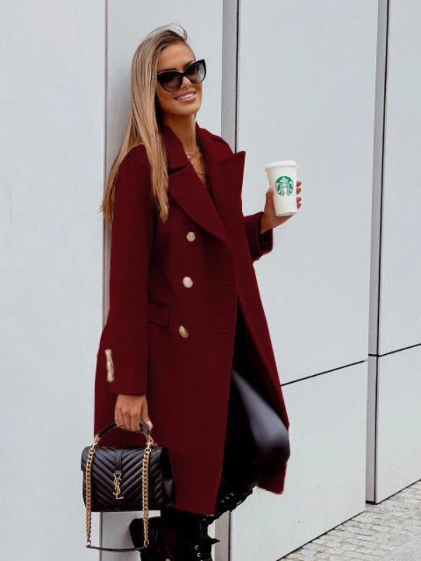 ELENA - Lange trenchcoat voor dames met knoopsluiting en riemmanchetten