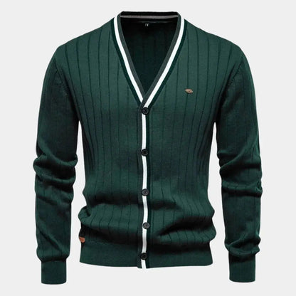 Gebreid heren vest met knoopsluiting en klassieke pasvorm – MAERON - Glamorix
