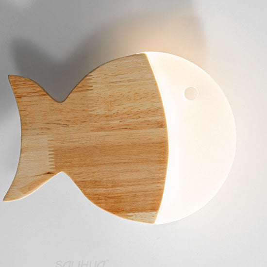 Scandinavische Creatieve Eenvoudige Houten Vis - LED wandlamp voor een sfeervol interieur