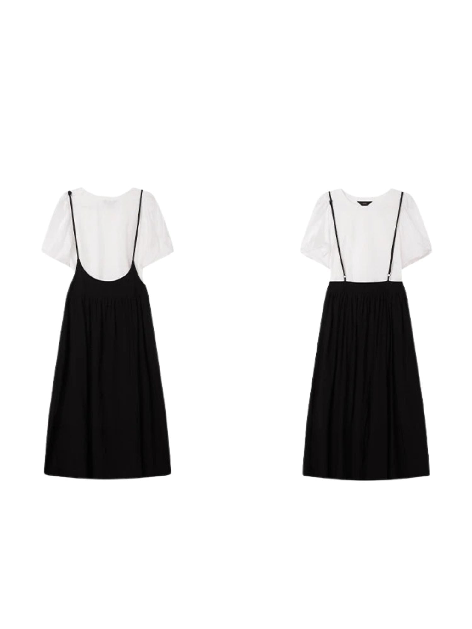Twee-delige dames set met pofmouwtop en midirok met strikbandjes – AMARA SET - Glamorix