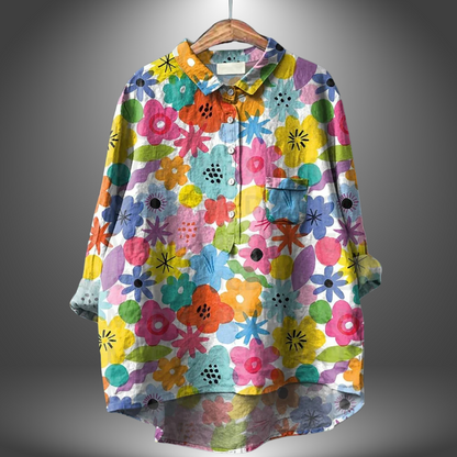 Losvallende damesblouse met kunstzinnige print – ARNELLA - Glamorix