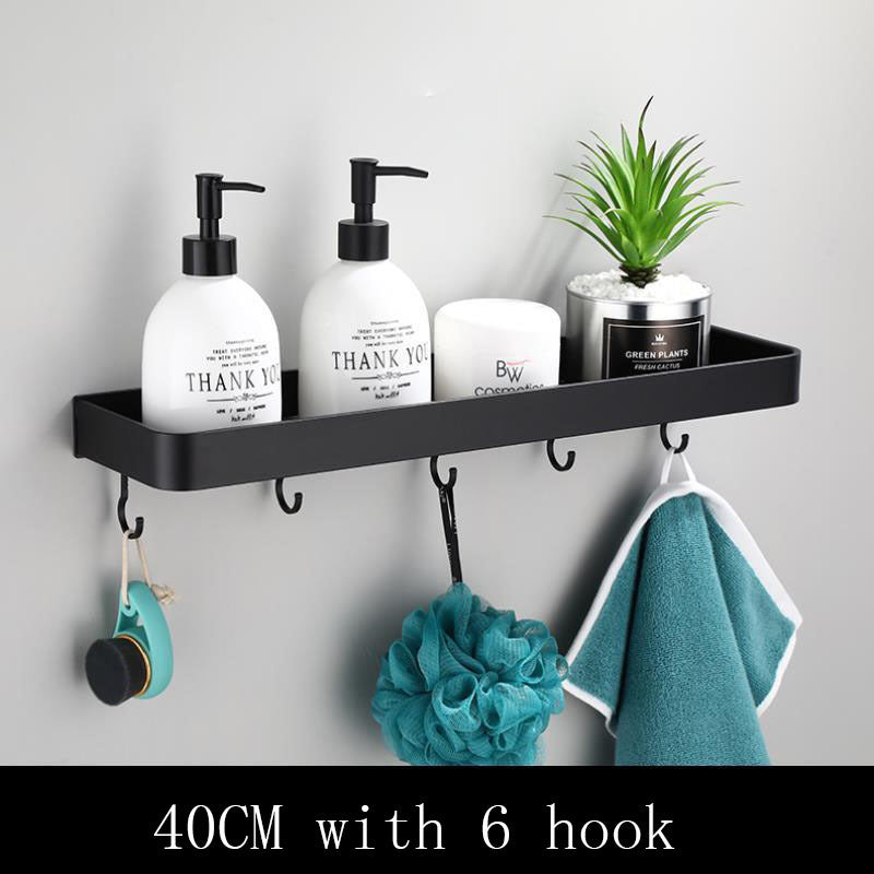 Zwart aluminium wandrek met strak design – ALUNERO SHELF - Glamorix