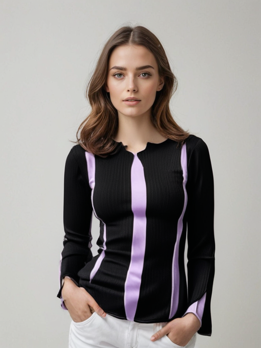 NOA - Asymmetrische geribde gebreide top voor dames