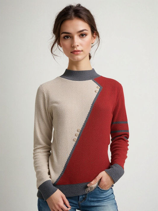 MILA - Kleurenblok gebreide trui voor dames