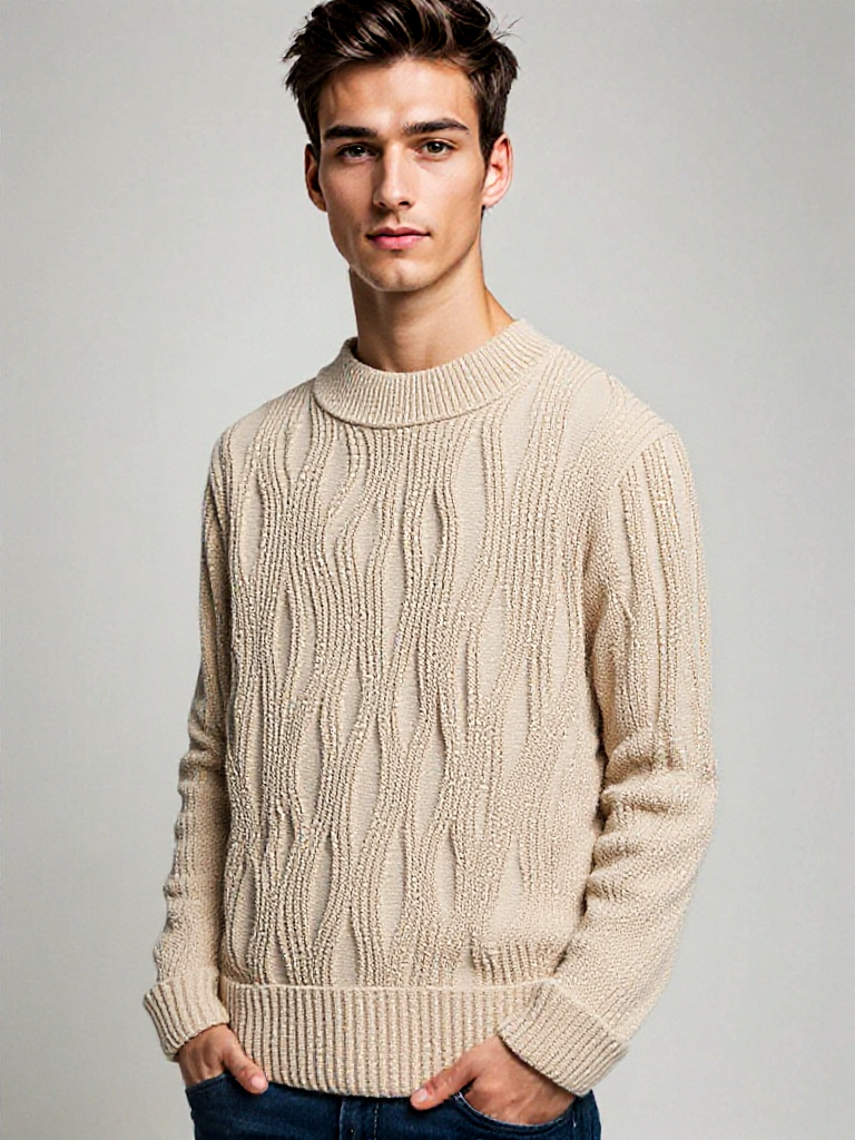 JAX - Kabelgebreide trui met ronde hals voor heren