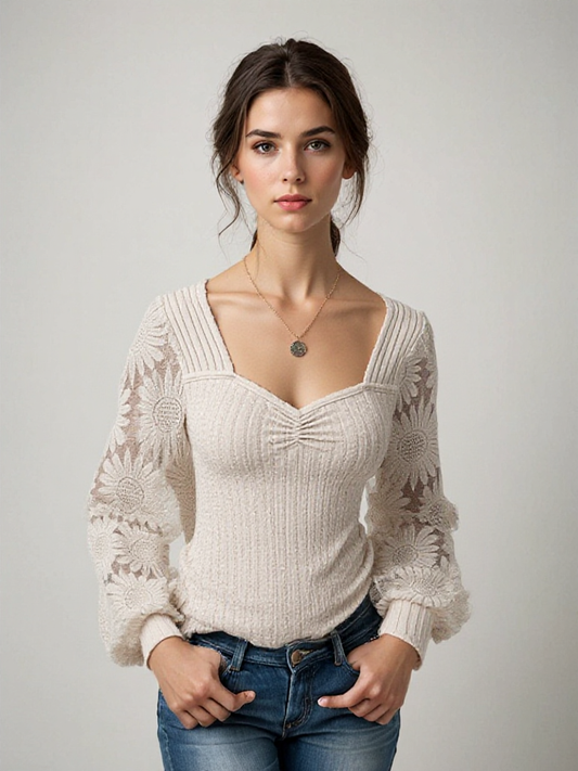 ELISE - Geribde gebreide top met een elegante pasvorm