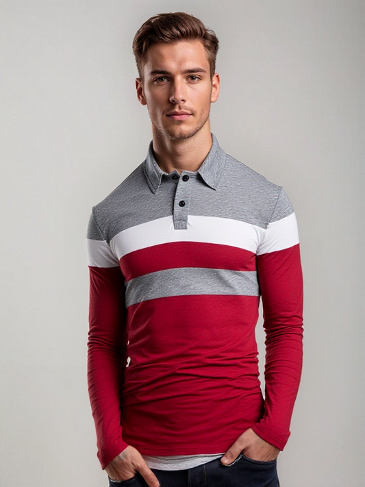 Eliab | Gestreept poloshirt met lange mouwen - Glamorix