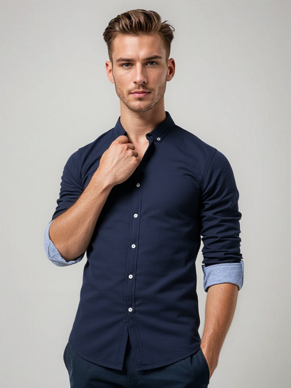 NATHAN - Slim fit overhemd met knoopsluiting voor heren