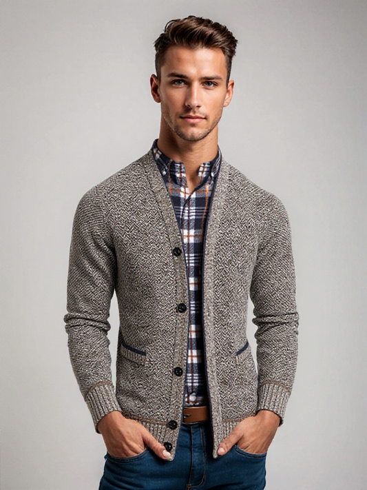 Gebreid vest met geruite voering voor heren – NOVAWEAR - Glamorix