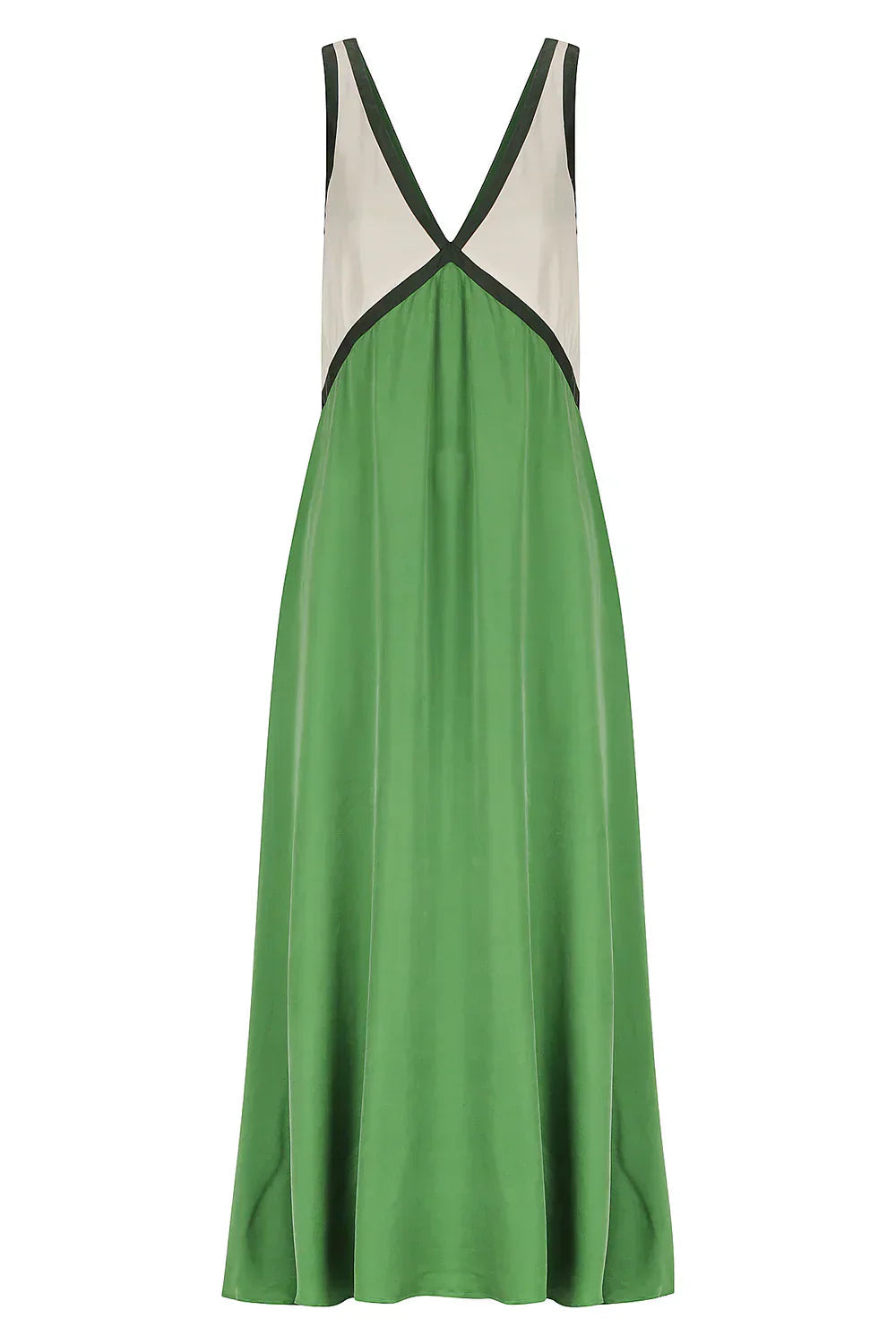 Vloeiende maxi-jurk met diepe V-hals en elegante details – LUMINA - Glamorix