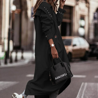 NORA - Lange oversized trenchcoat met capuchon voor dames