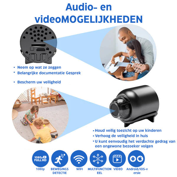 Draadloze Full HD beveiligingscamera met nachtzicht en 160° groothoek – SECULYT GuardCam Mini - Glamorix
