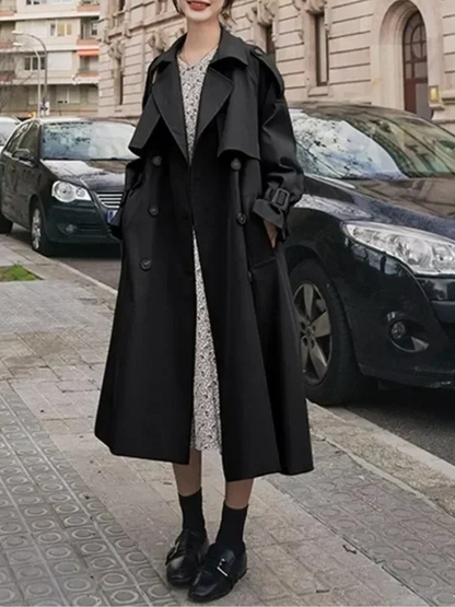 ISADORA - Elegante dames trenchcoat met ceintuur, oversized mouwen en dubbele rij knopen