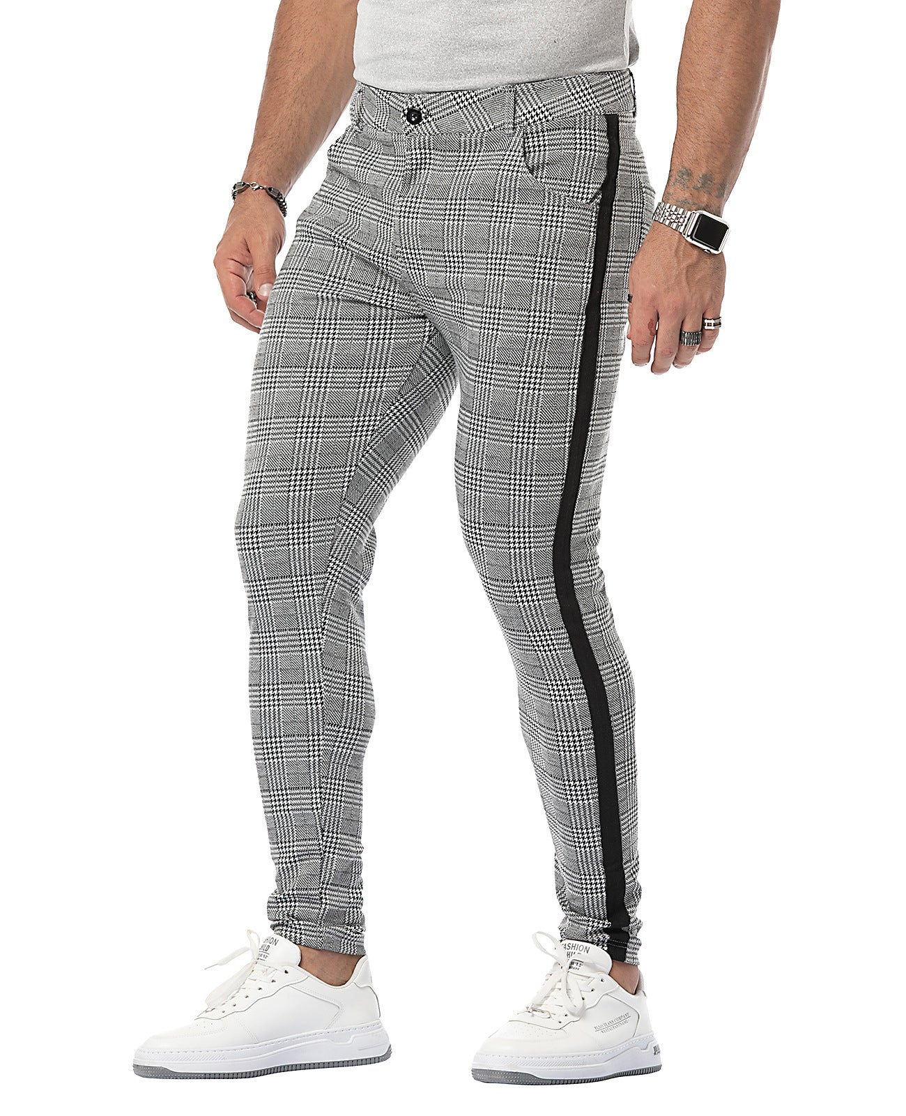 ETHAN - Slim-fit geruite chinos voor heren