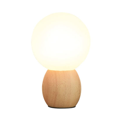ORBILUX - Nachtkastlamp met houten voetstuk en orb-design