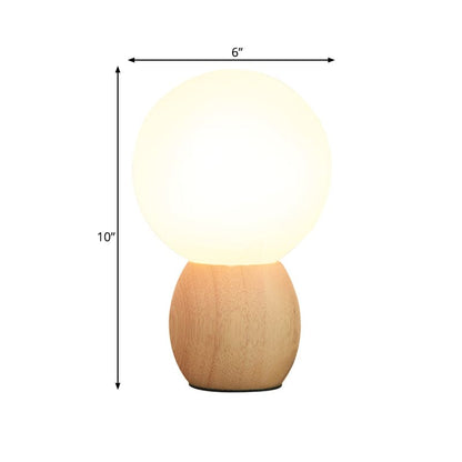 ORBILUX - Nachtkastlamp met houten voetstuk en orb-design
