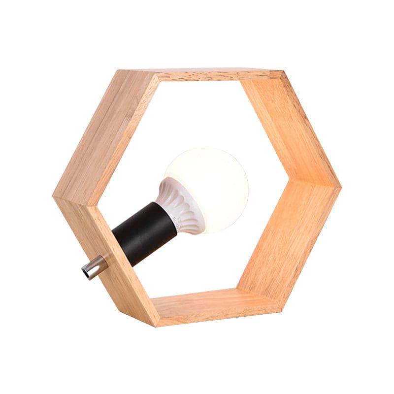 HEXALIGHT - Stijlvolle zeshoekige houten tafellamp voor warme ambiance