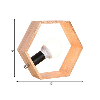 HEXALIGHT - Stijlvolle zeshoekige houten tafellamp voor warme ambiance