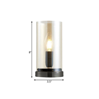EVAGLOW - Zwarte industriële glazen tafellamp voor de woonkamer